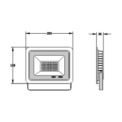 Floodlight DOB 30W 3000Lm Ultra plat ZWART IP66